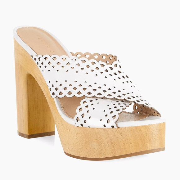 Veronica Beard Gaynor Platform Leather Sandals in White Size 8 - Picture 1 of 13